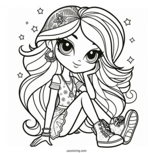 Shimmer And Shine Coloring Page Leah In Casual Clothes For Kids