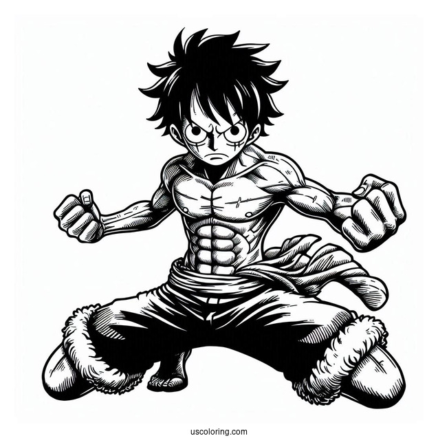 Powerful Luffy Coloring Page In 5th Gear Style