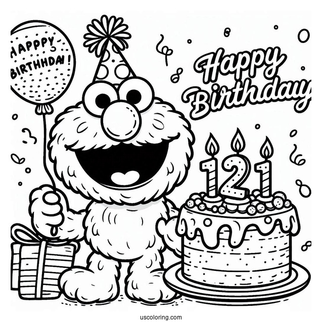 Happy Birthday Elmo Coloring Sheet