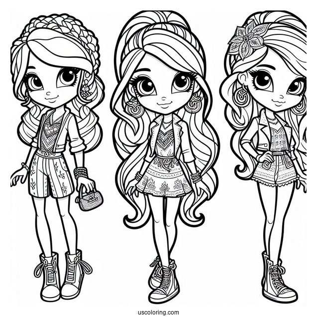 Shimmer And Shine Coloring Page Leah In Casual Clothes For Kids