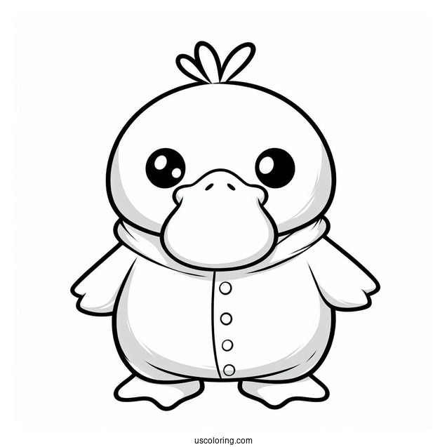 Cute Psyduck Coloring Page In A Onesie For Kids