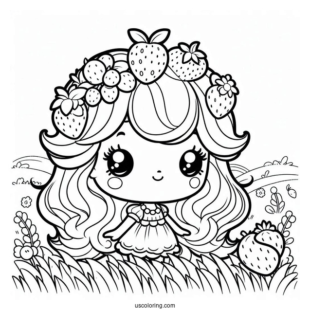 Strawberry Shortcake Coloring Page Standing In Field