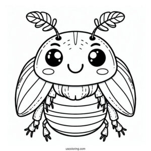 Smiling Beetle Coloring Page For Kids