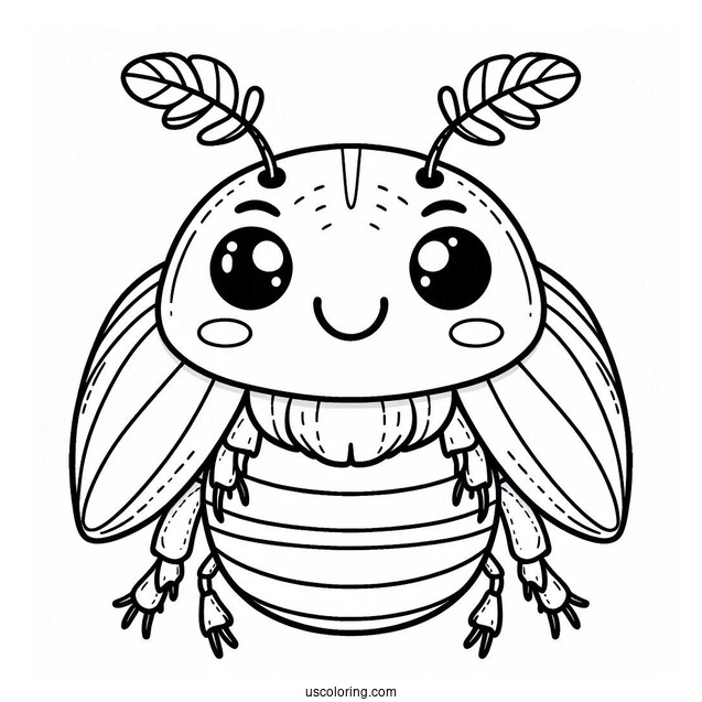 Smiling Beetle Coloring Page For Kids
