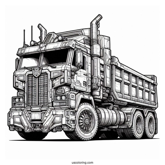Realistic Optimus Prime Coloring Page Truck Form