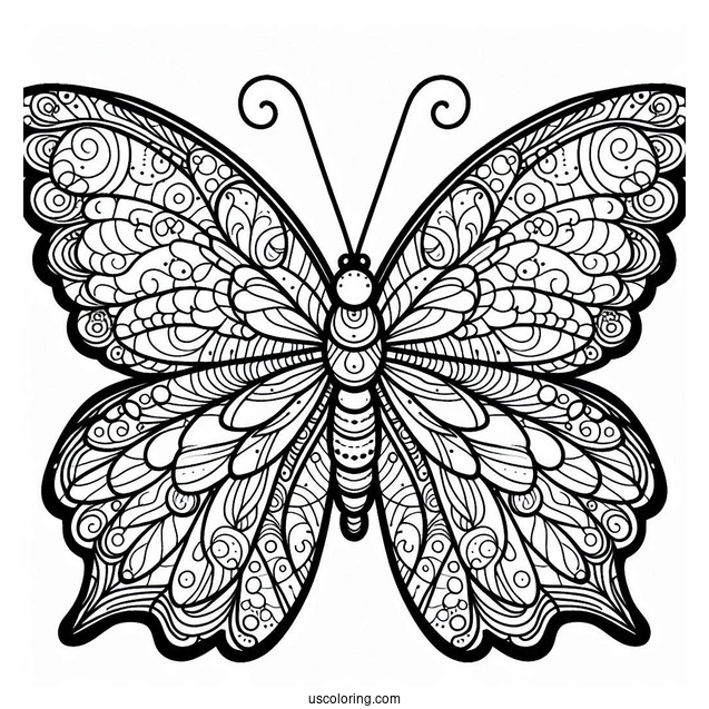 Adorable Butterfly Coloring Page With Sectioned Body