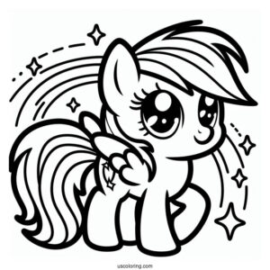 Kawaii Rainbow Dash Outline For Kids