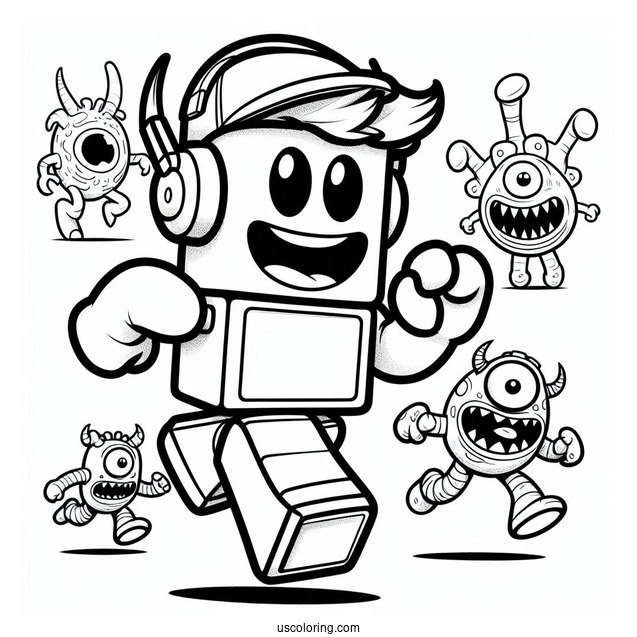 Robox Characters Running From Monster