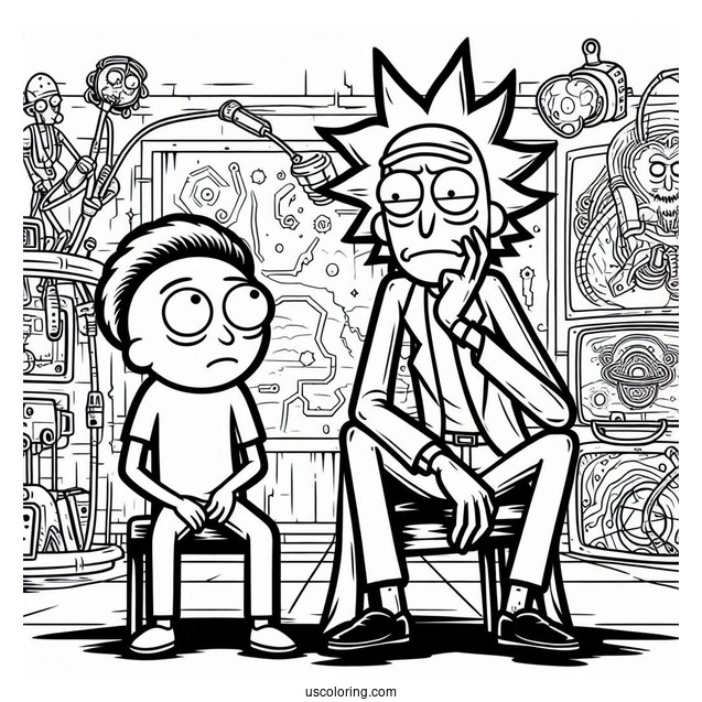 Rick And Morty Poster Art With Logo To Color