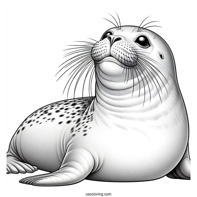 Realistic Seal Coloring Page Looking Up At The Sky