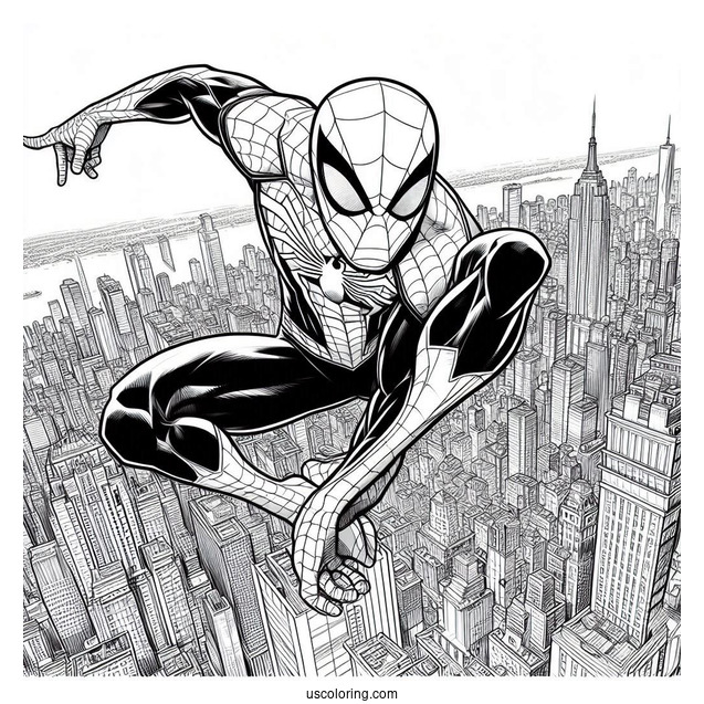 Spider-Verse Spider-Man Leaping Through City