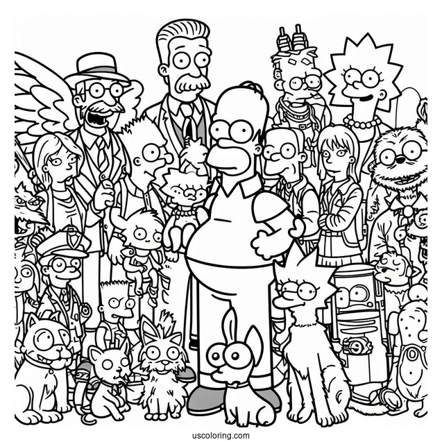 The Simpsons With All Characters And Pets