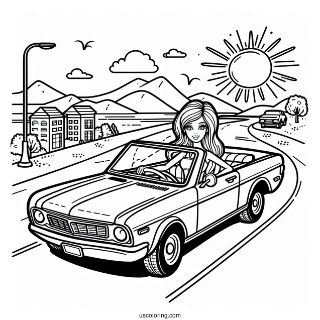 Barbie Car Coloring Sheet