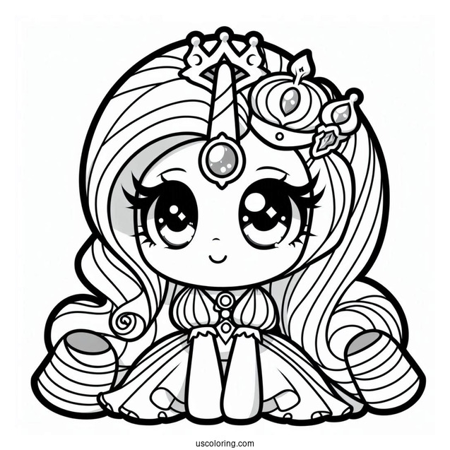 Cute Chibi Rarity Coloring Page For Preschoolers