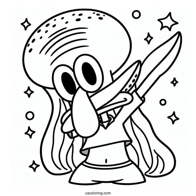 Easy Outline Of Squidward Coloring Page Dabbing For Kids