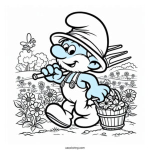 Cute Farmer Smurf Coloring Page