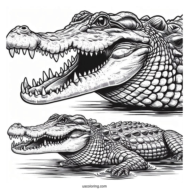 Detailed Saltwater Crocodile With Teeth Showing