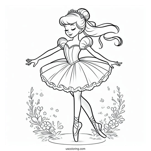 Coloring Page Of Cinderella As a Ballerina