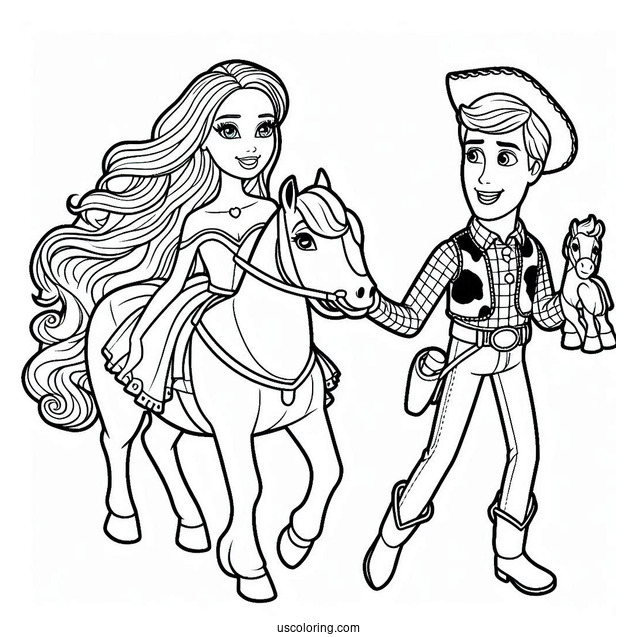 Barbie And Ken From Toy Story To Color
