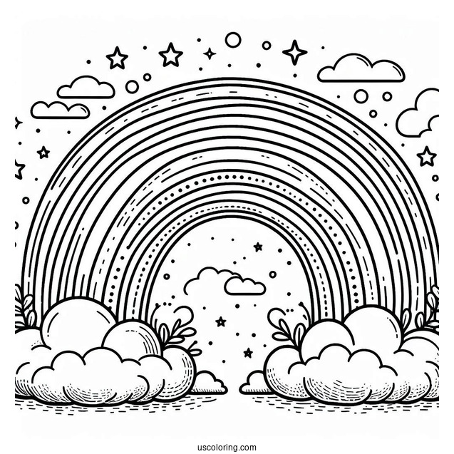 Large Rainbow To Color For Kids