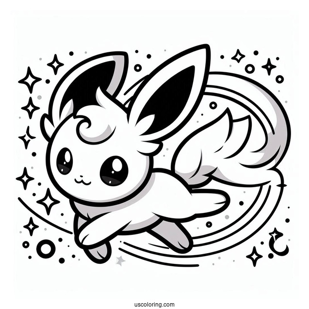 Kawaii Sylveon Coloring Page Leaping