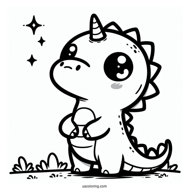 Cute Minmi Dinosaur Coloring Page Of Looking Up