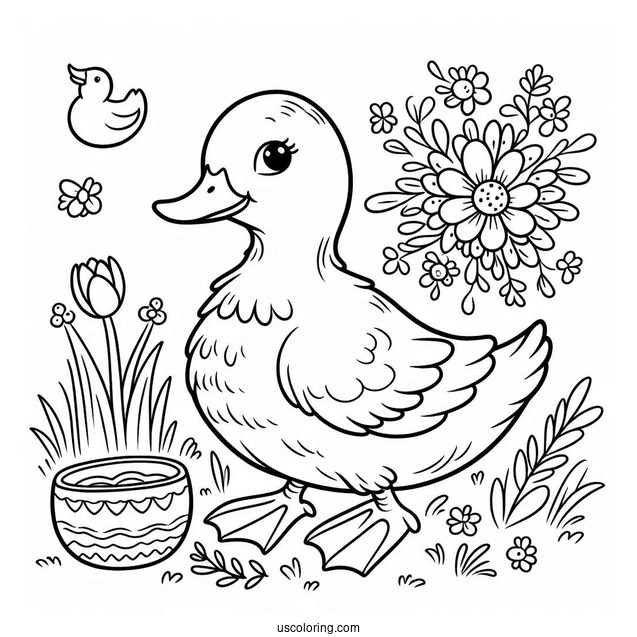 Simple Outline Of a Duck To Color