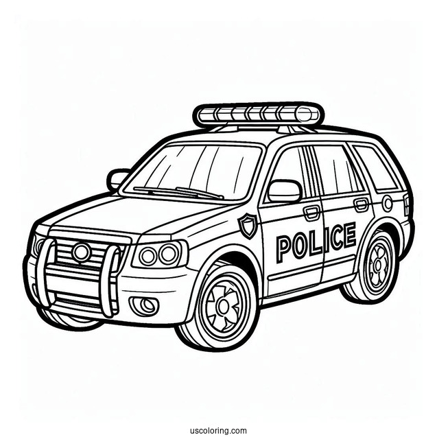 Easy Outline Of Police Car To Color For Kids