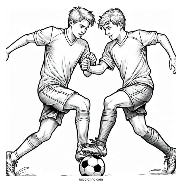 Two Football Players Contending For Ball