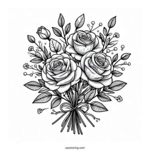 Bouquet Of Roses Coloring Page