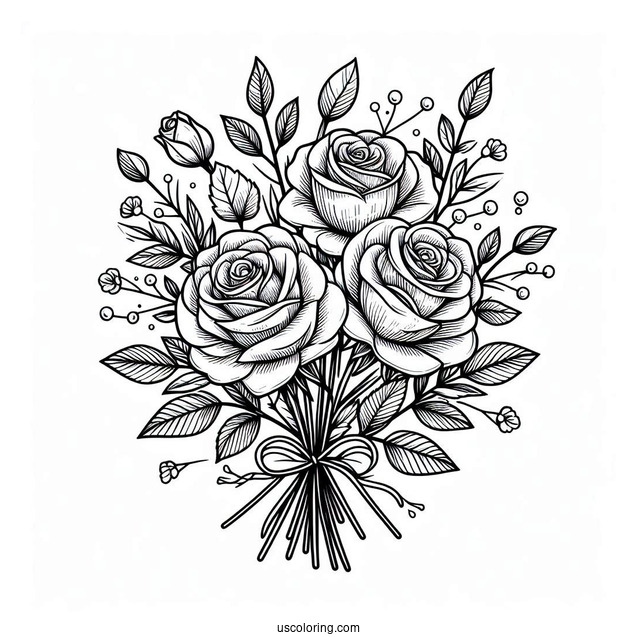 Bouquet Of Roses Coloring Page