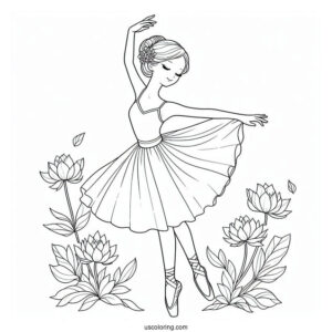Ballerina Dancing Coloring Page