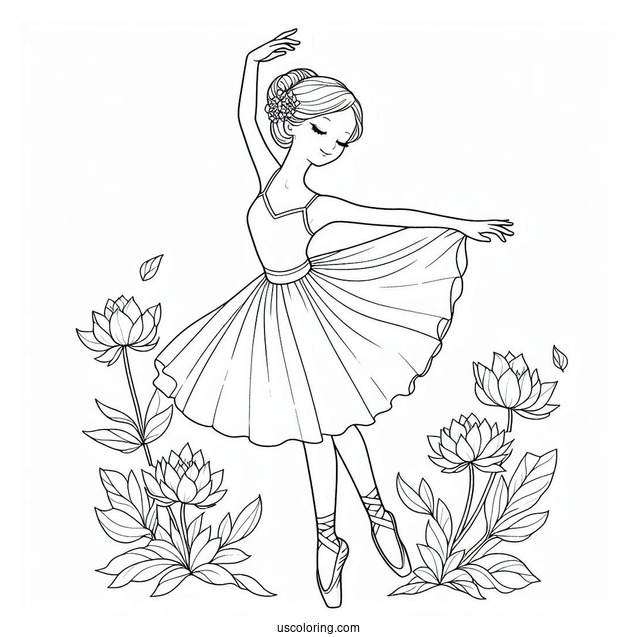 Ballerina Dancing Coloring Page