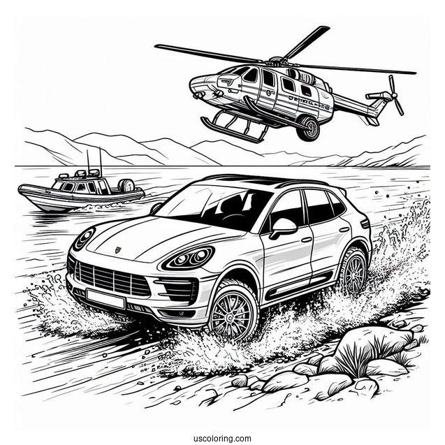 Porsche Coloring Page Macan Off Roading