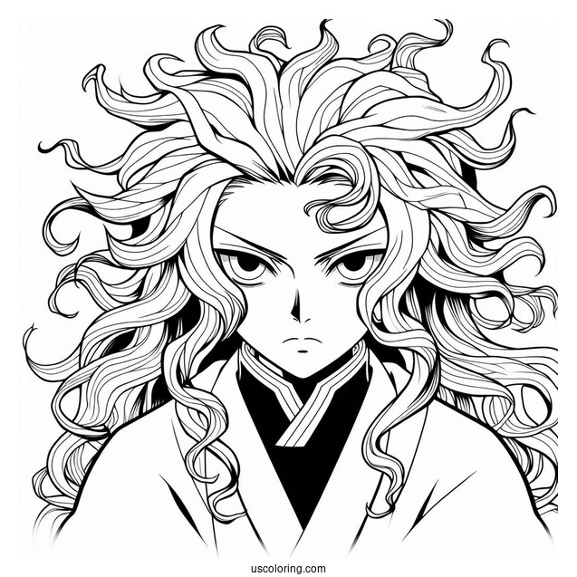 Tanjiro Coloring Page With Kyojuro Rengoku