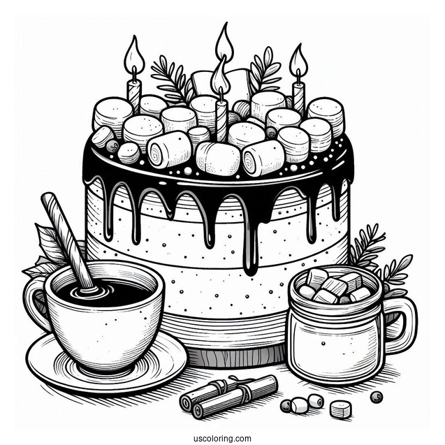 Hot Chocolate Cake With Marshmallows