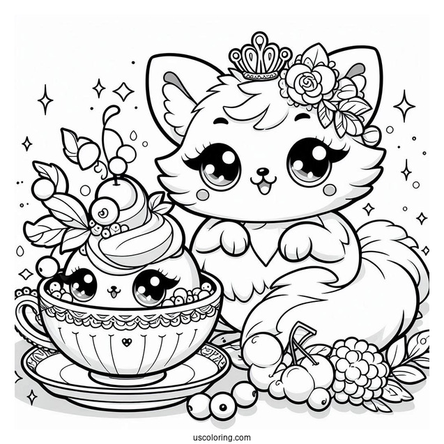 Kawaii Palace Pets Coloring Page Of Teacup And Berry For Kids