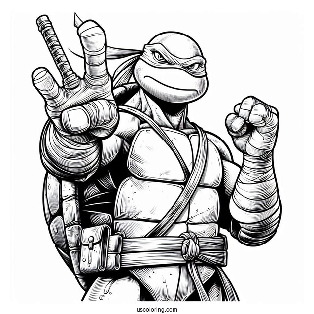 Ninja Turtles Coloring Page Of Detailed Rafael