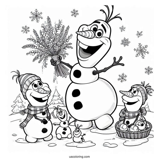 Olaf With Snowgies To Color