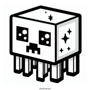 Cute Kawaii Themed Minecraft Creeper Coloring Page