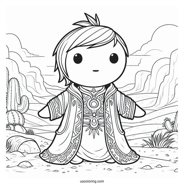 Sprunki Coloring Page Of Tunner Standing In The Desert