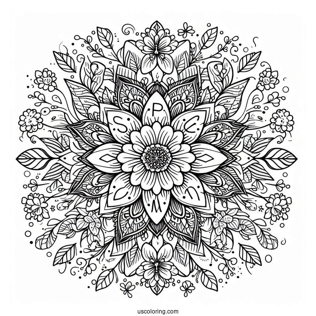 Intricate Spring Flower Mandala With Words At The Center