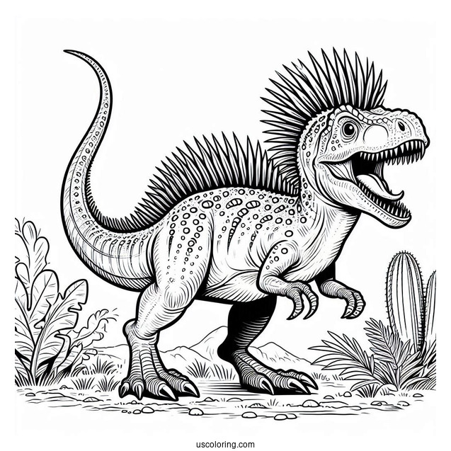 Spiky Yutyrannus Growling Coloring Page