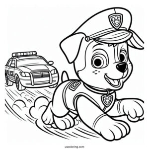 Simple Coloring Page Of Police Dog Chase