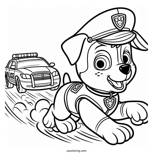 Simple Coloring Page Of Police Dog Chase