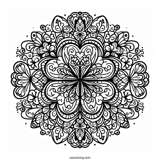 St. Patrick's Day Coloring Page Intricate Clover Mandala