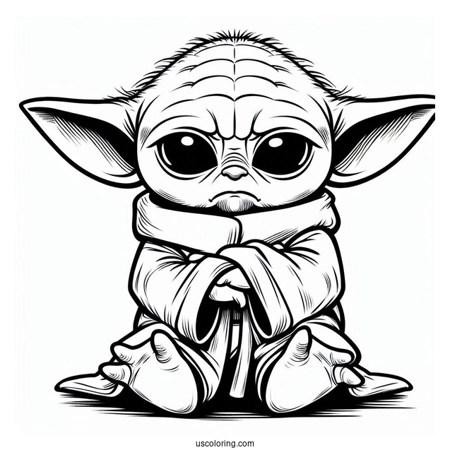 Upset Baby Yoda To Color