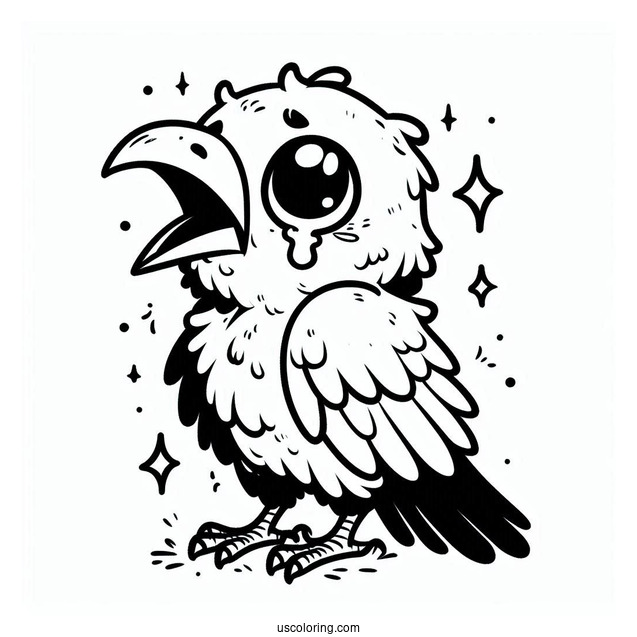 Easy Baby Raven Coloring Page Crying For Food For Preschoolers