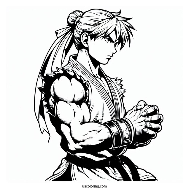 Street Fighter Coloring Page Of Easy Street Fighter Ryu Kids
