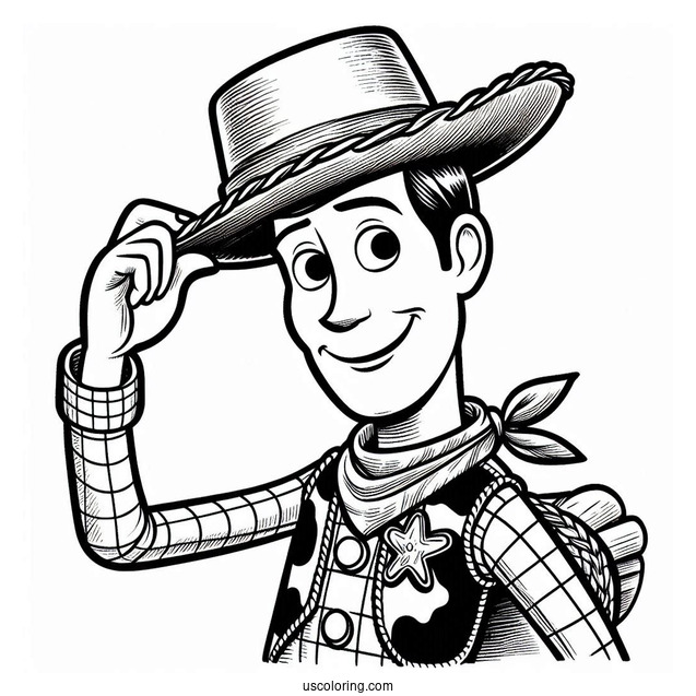 Cowboy Coloring Page Woody Tipping His Hat For Kids